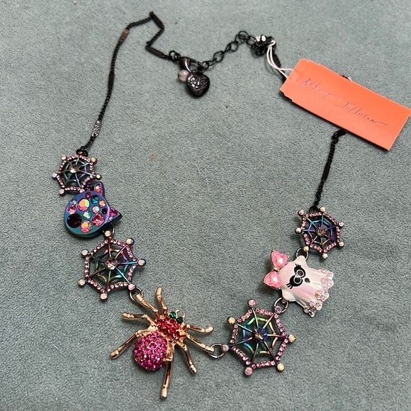 BETSEY Johnson Multi Color Crystal Halloween Necklace NWT - Picture 7 of 7